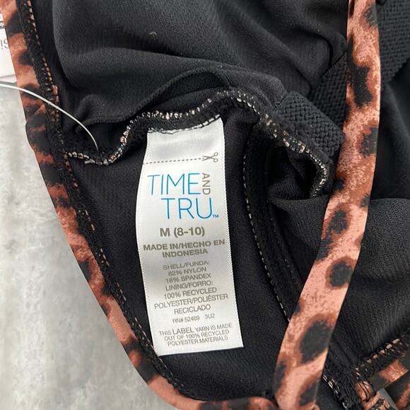 Time and Tru Brown Animal Print One piece Swimsuit NWT Woman Size M 8/10 - Picture 4 of 9